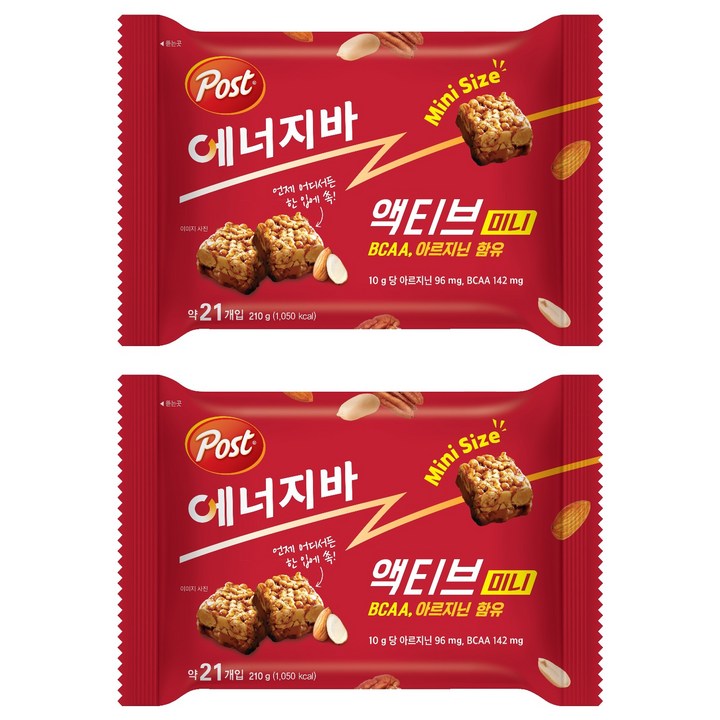 포스트 에너지바 액티브 미니, 210g, 2개