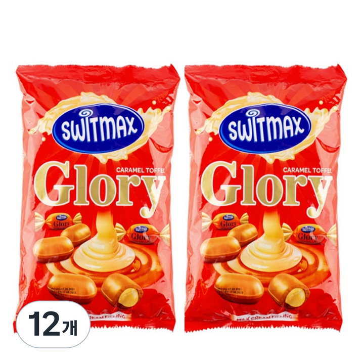 GLORY 카라멜 토피 밀크크림 캔디, 1kg, 12개