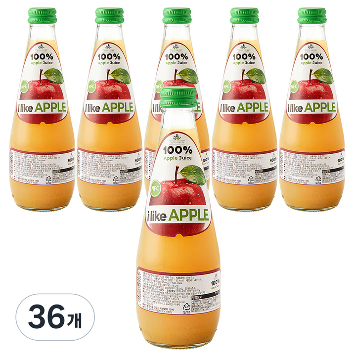 캐슬밸리 100 착즙 사과 주스, 36개, 300ml