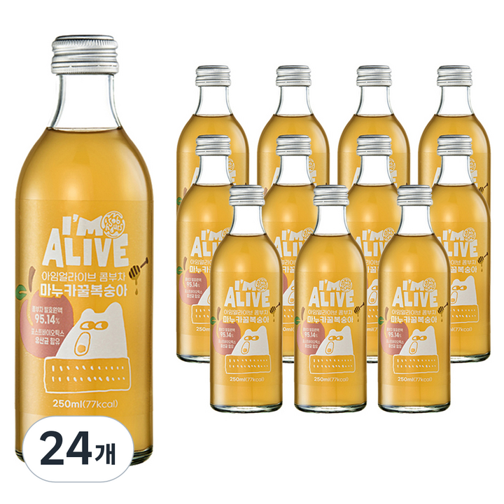 아임얼라이브콤부차 마누카꿀 복숭아 음료, 250ml, 24개