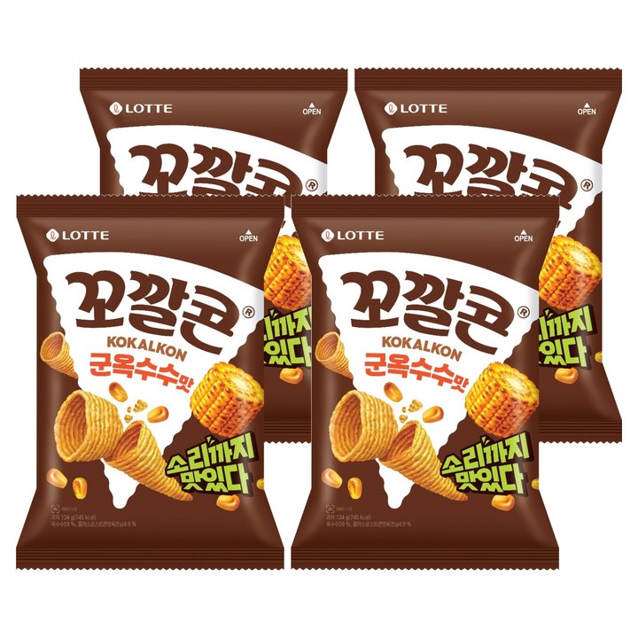 꼬깔콘 군옥수수맛, 134g, 4개