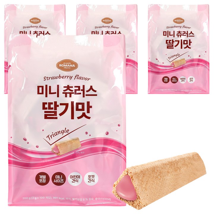 로마나 미니 츄러스 딸기맛, 4개, 200g