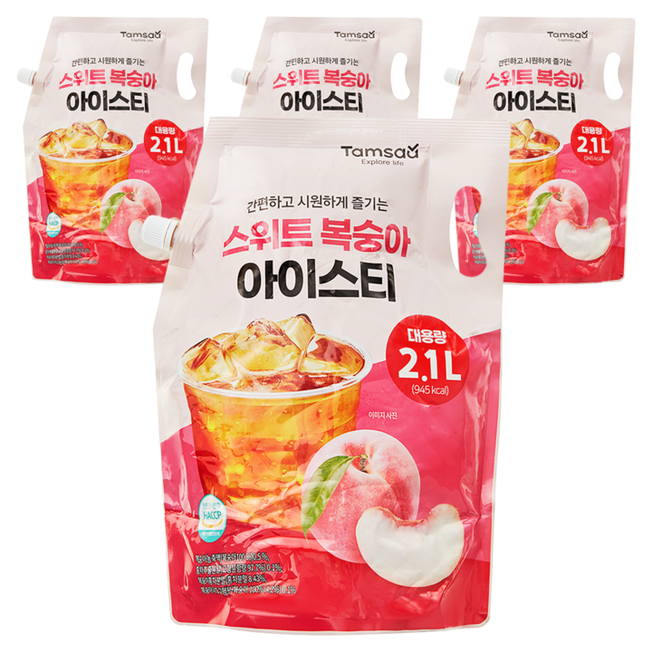 탐사 스위트 복숭아 아이스티, 2.1L, 4개