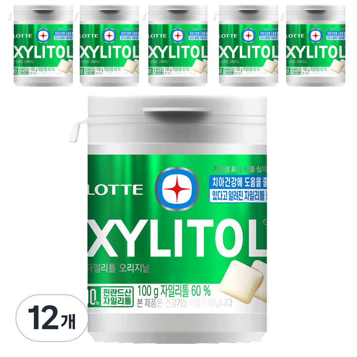 롯데자일리톨 껌 오리지날 용기, 100g, 12개
