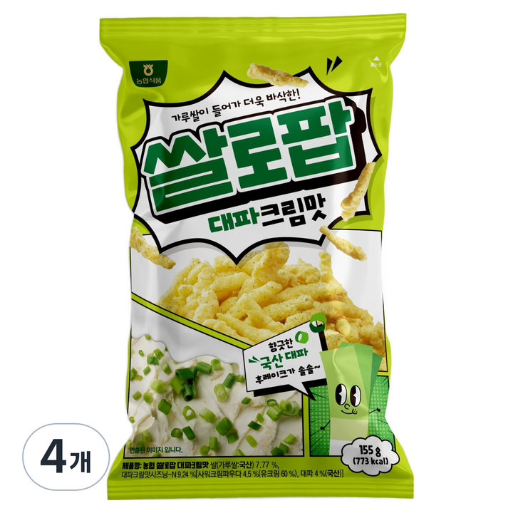 농협식품 쌀로팝 대파크림맛, 155g, 4개