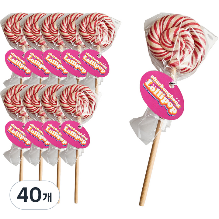 샤르봉봉 프리미엄 롤리팝 딸기맛 막대사탕, 25g, 40개
