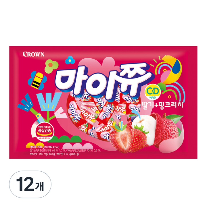 마이쮸 딸기핑크리치, 720g, 12개