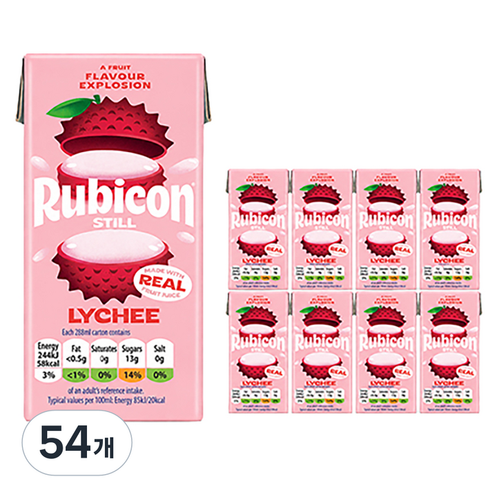 rubicon 리치 NFC 퓌레과즙 주스, 288ml, 54개