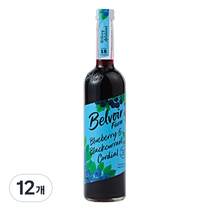 벨부아르 블루베리 블랙커런트 코디얼 시럽, 500ml, 12개