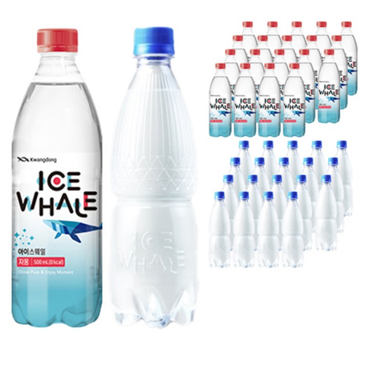 광동제약 아이스웨일 제로 탄산수 플레인 무라벨 500ml 20p + 자몽 500ml 20p, 1세트