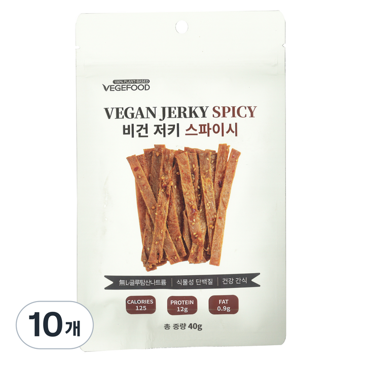 베지푸드 비건 저키 스파이시 육포, 40g, 10개