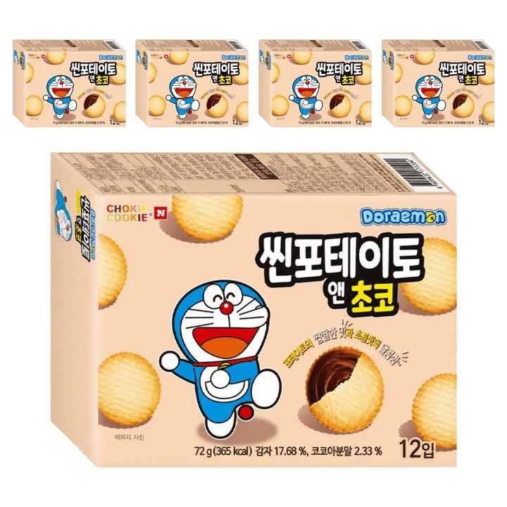 초키앤쿠키 도라에몽 씬 포테이토 앤 초코, 72g, 5개