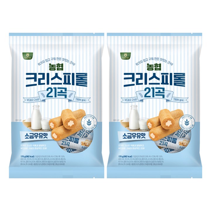 농협식품 크리스피롤 21곡 소금우유맛, 170g, 2개