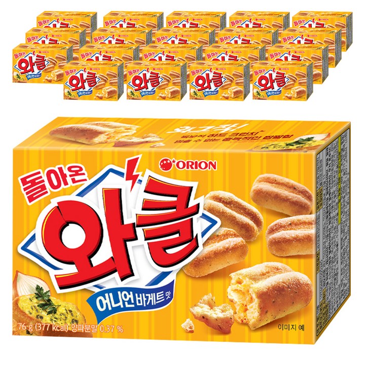오리온 돌아온 와클 스낵 어니언 바게트맛, 76g, 20개