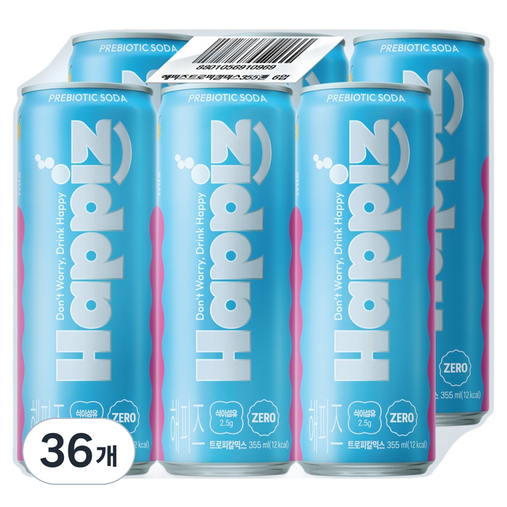 롯데칠성음료 해피즈 프리바이오틱 소다 트로피칼믹스, 36개, 355ml