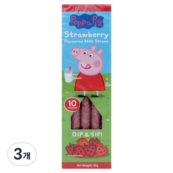 페파피그 딸기맛 스트로우, 60g, 3개