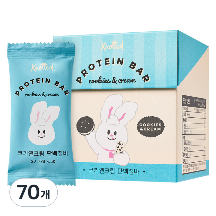 노티드 쿠키앤크림 단백질바 프로틴바, 20g, 70개