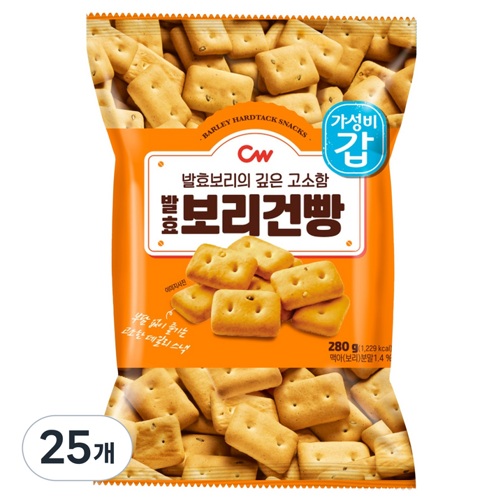 청우식품 발효 보리건빵, 280g, 25개