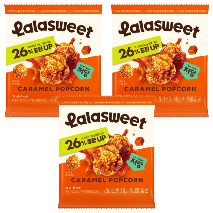 라라스윗 저당 카라멜 팝콘, 3개, 38g