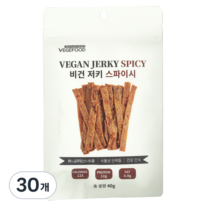 베지푸드 비건 저키 스파이시 육포, 40g, 30개