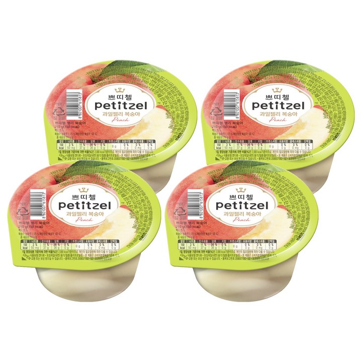 쁘띠첼 과일젤리 복숭아, 210g, 4개