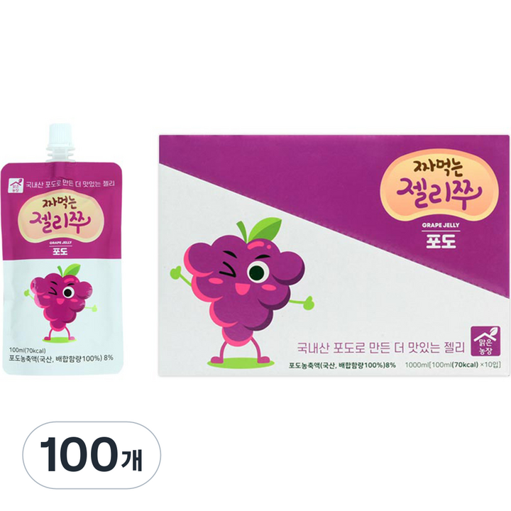 맑은농장 짜먹는 젤리쭈 포도, 100ml, 100개