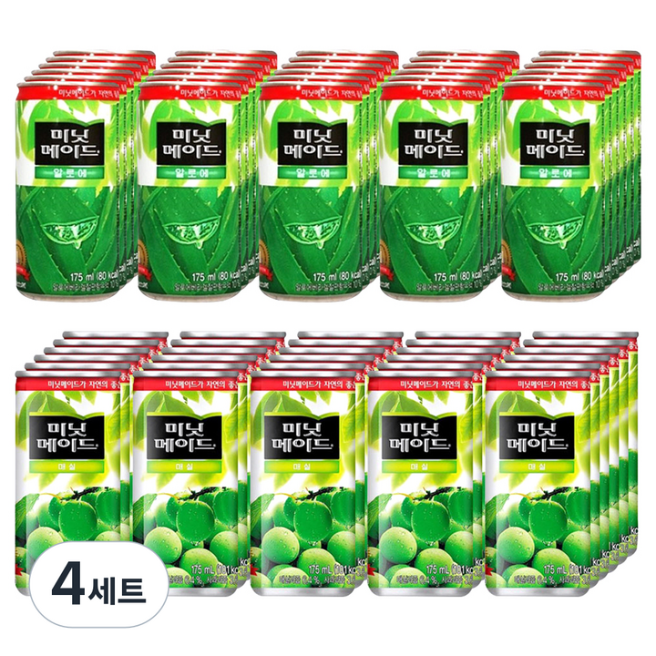 미닛메이드 알로에 음료 175ml x 30p + 매실 음료 175ml x 30p, 4세트
