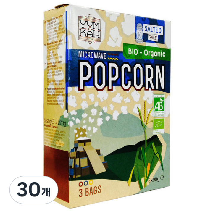 나티스 전자렌지용 유기농팝콘 솔티드, 270g, 30개