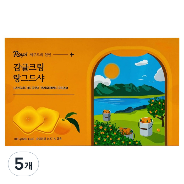 제주 감귤크림 랑그드샤, 108g, 5개