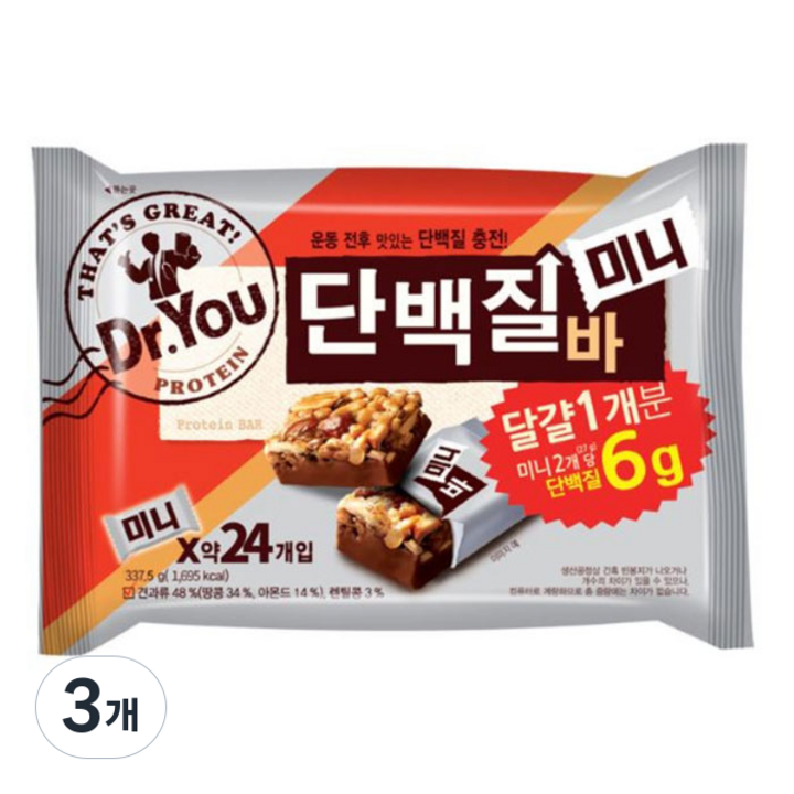 오리온 닥터유 단백질바 미니 (24봉입), 337.5g, 3개