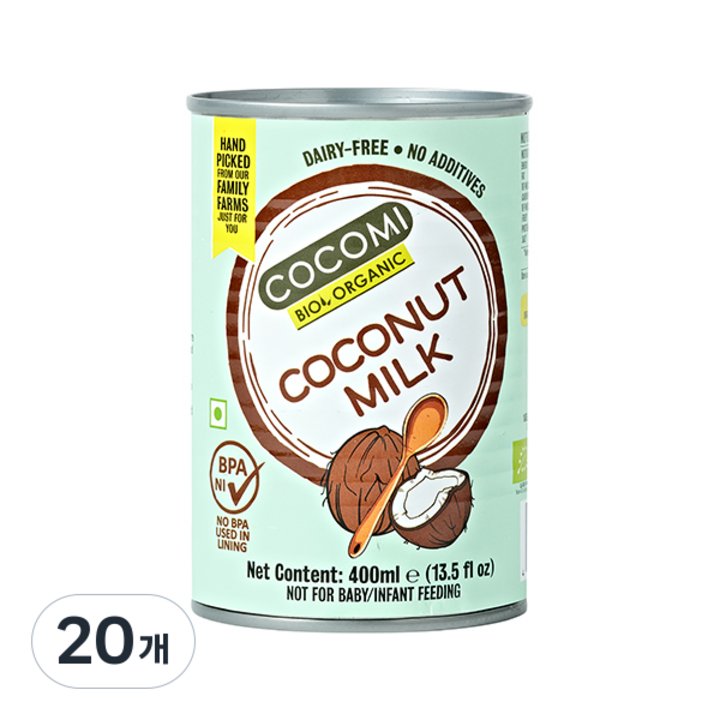 코코미 유기농 코코넛 밀크, 400ml, 20개