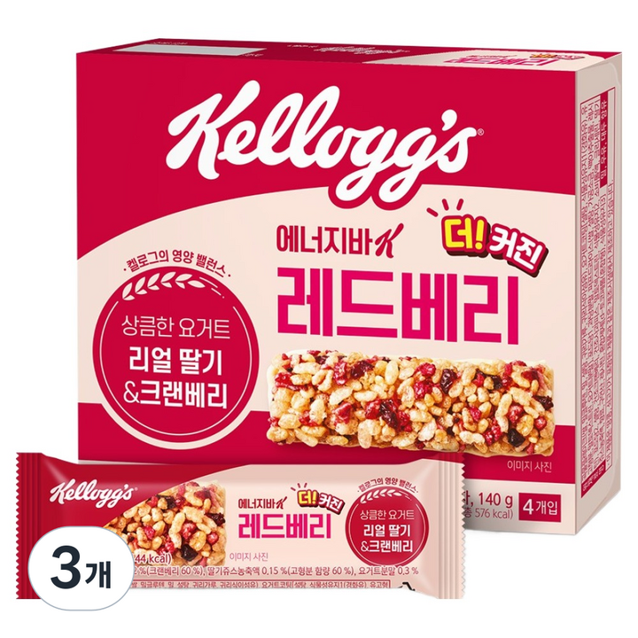 켈로그 에너지바K 레드베리, 140g, 3개