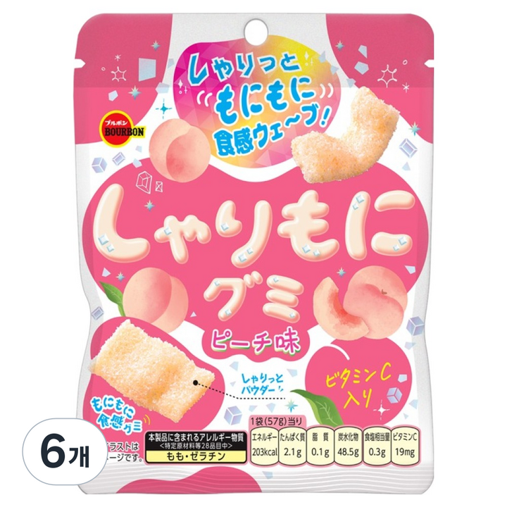 부르본 샤리모니구미 복숭아, 6개, 57g