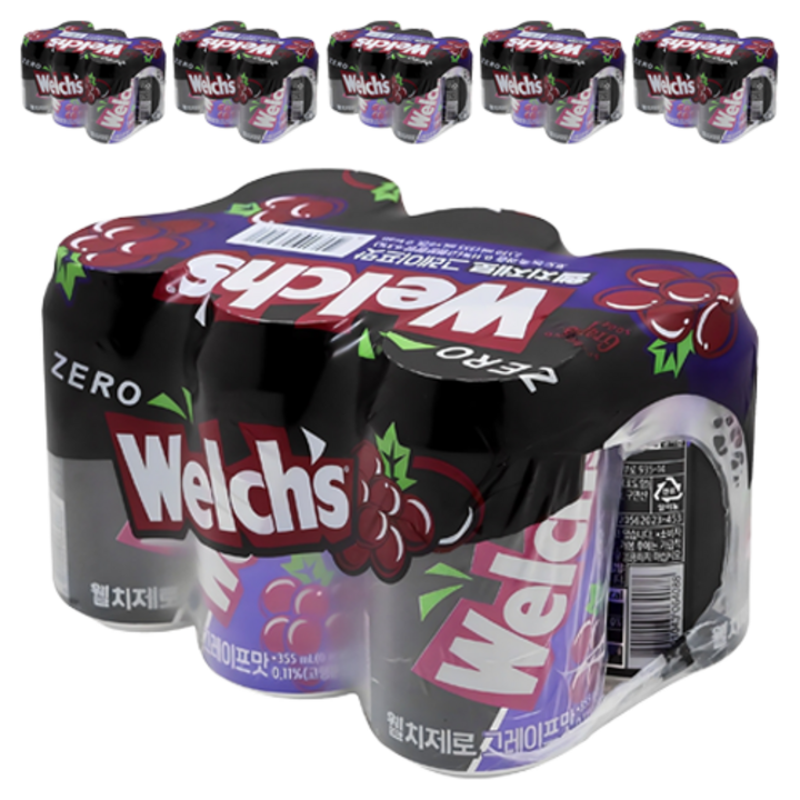 웰치스 제로 그레이프맛, 355ml, 36개