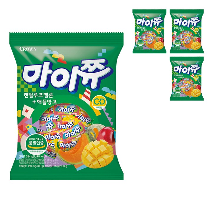 마이쮸 캔털루프멜론 + 애플망고 캔디, 284g, 4개