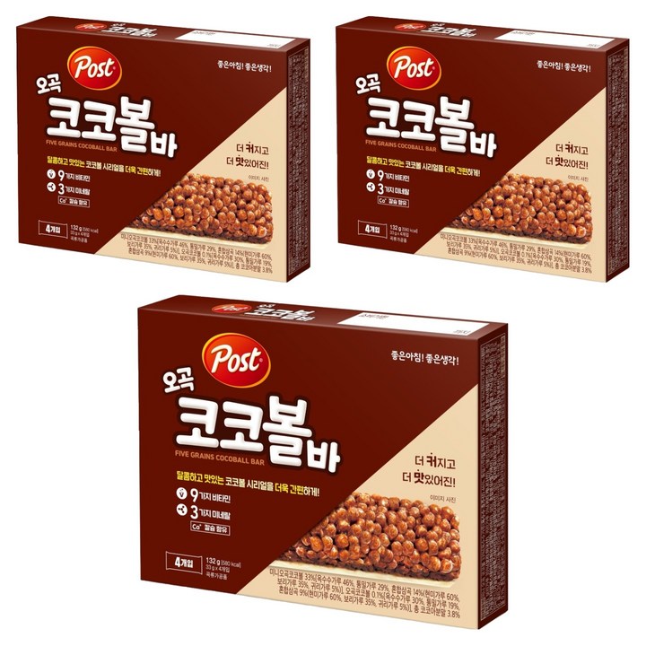 포스트 오곡코코볼바 4p, 132g, 3개