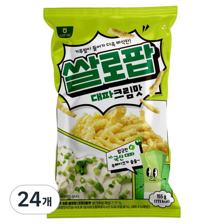 농협식품 쌀로팝 대파크림맛, 155g, 24개