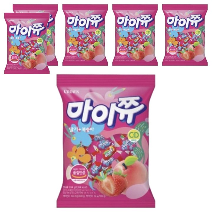 마이쮸 딸기 복숭아 츄잉캔디, 720g, 6개