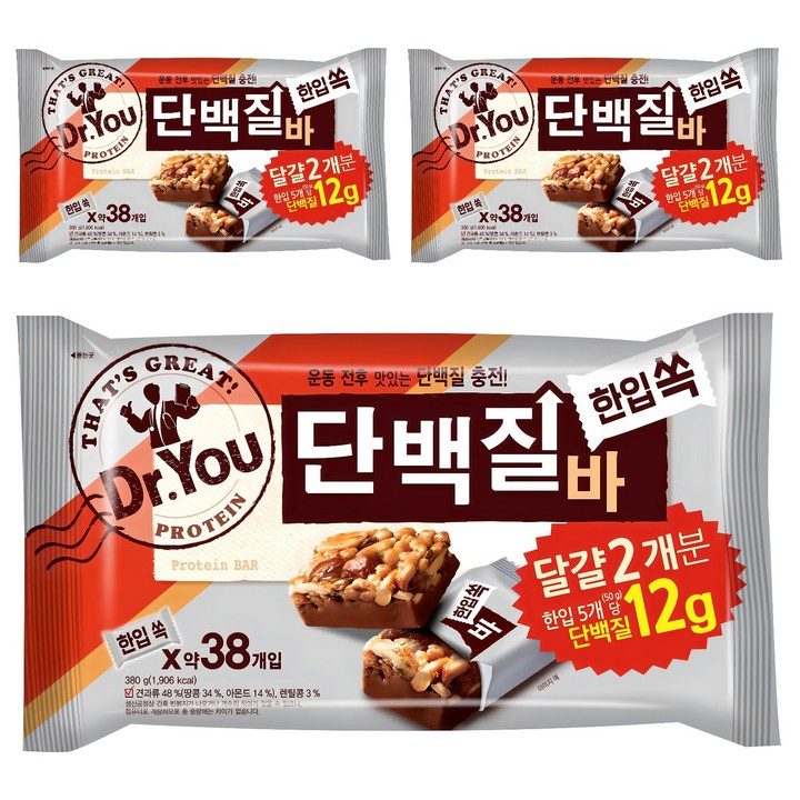 닥터유 단백질바, 380g, 3개