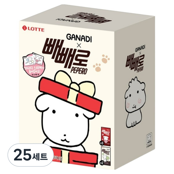 빼빼로 가나디 막대과자 5p 세트 239g, 25세트