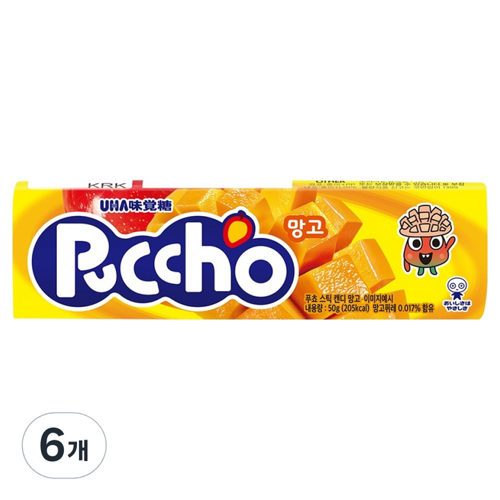 푸쵸 스틱 캔디 망고, 50g, 6개