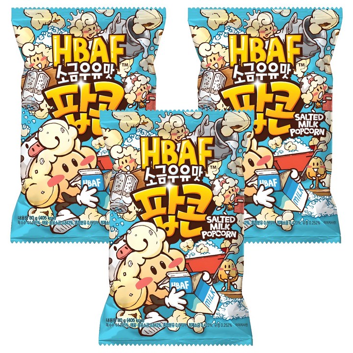 바프 소금우유맛 팝콘, 80g, 3개