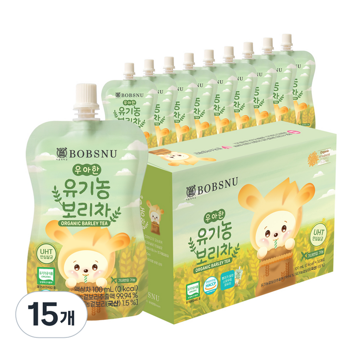 서울대밥스누 우아한 유기농 보리차, 100ml, 10개입, 15개