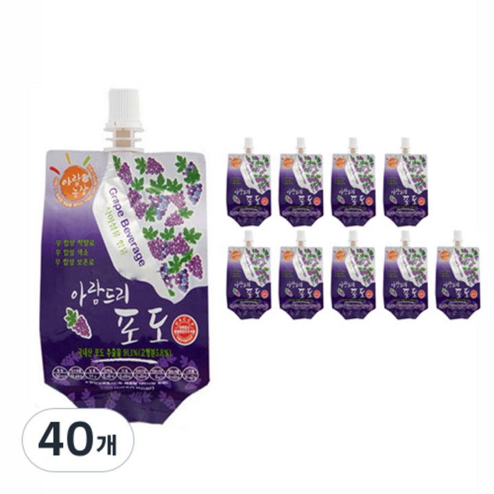 아람농장 포도 주스, 40개, 120ml