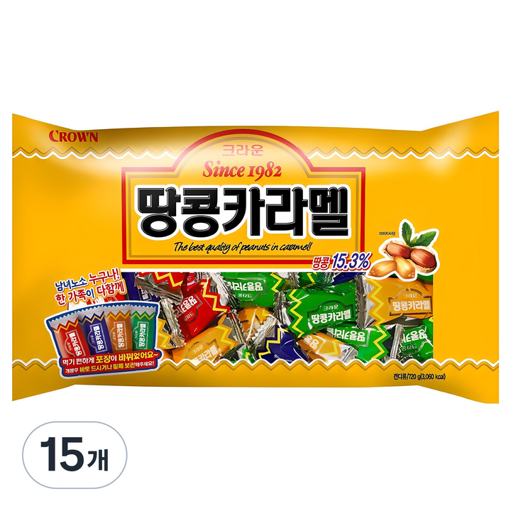 크라운 땅콩카라멜, 720g, 15개
