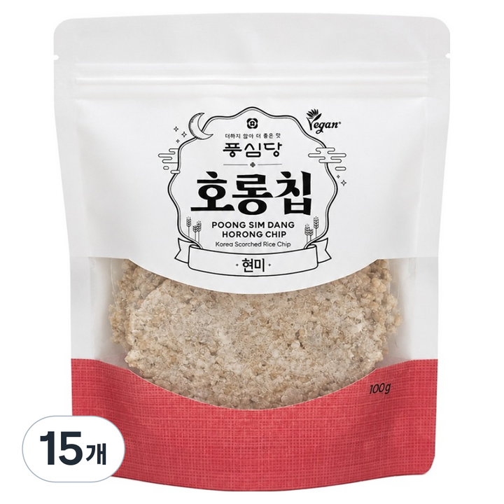 풍심당 호롱칩 국내산 현미 누룽지 칩 옛날 쌀과자, 100g, 15개