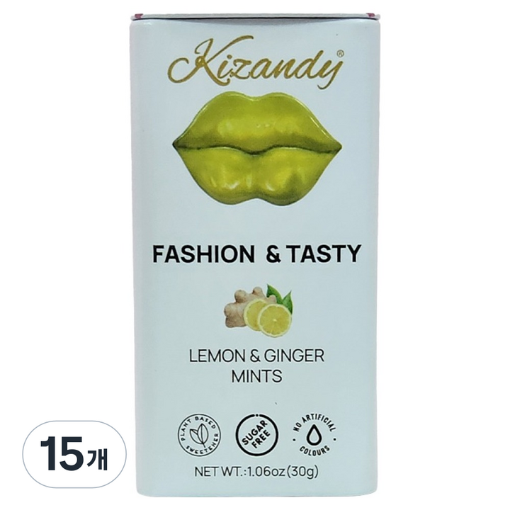 키잰디 슈가프리 레몬&진저맛 민트 캔디, 30g, 15개