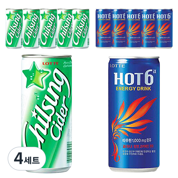 칠성사이다 250ml x 6p + 핫식스 250ml x 6p, 4세트