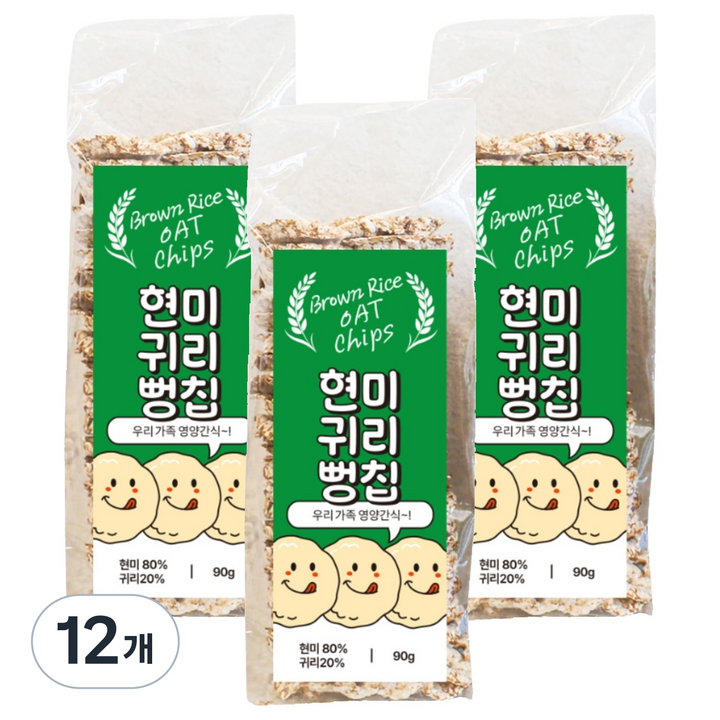 현미 귀리 뻥칩, 90g, 12개