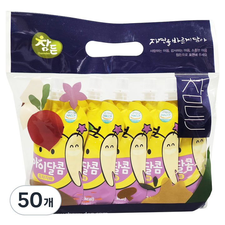 참든 유아 음료 빨대형 아이달콤 도라지배, 50개, 100ml